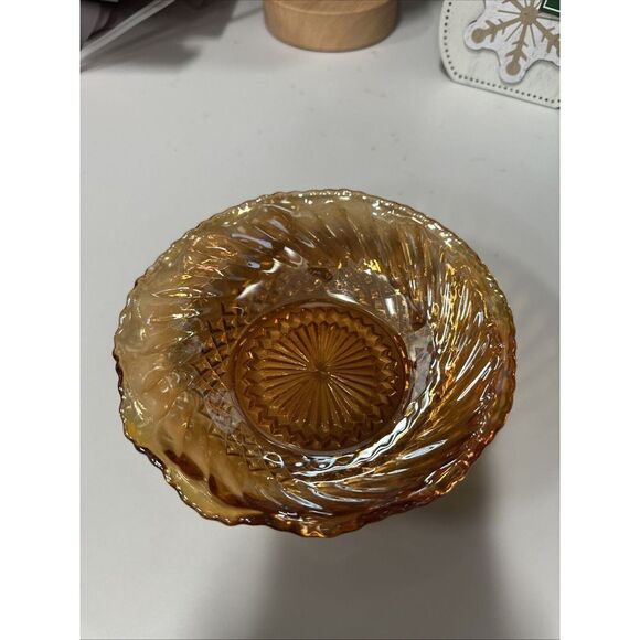 Vintage Carnival Glass Candy Dish Bowl Unbranded 6.5" - Picture 1 of 3